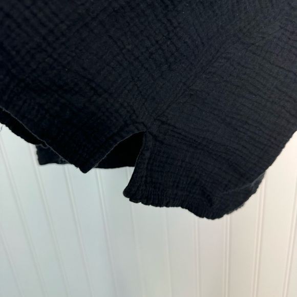 Lulu B Top Small Black Solid Gauze Short Sleeve Cotton Lightweight Coastal Casua - Picture 4 of 7